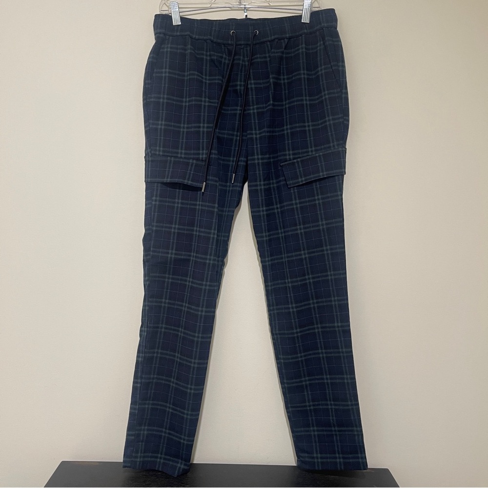 PacSun Dark Blue Plaid Cargo Pants